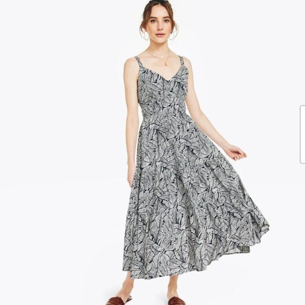 Nautica sustainably crafted cinch-waist printed dress sz small NWT